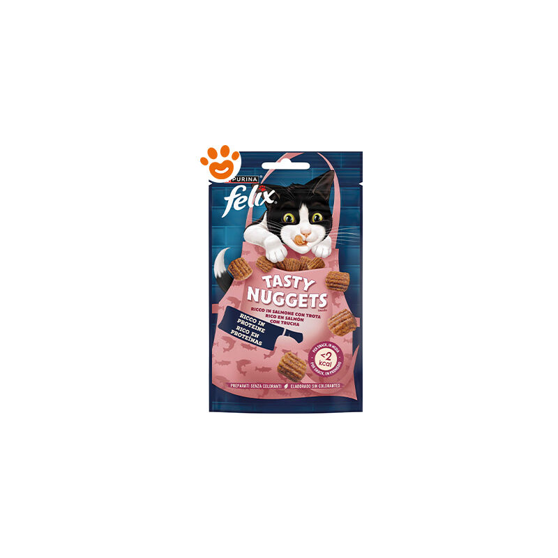 foto del prodotto felix cat tasty nuggets salmone e trota felix cat tasty nuggets salmone e trota confezione da 50 gr purina