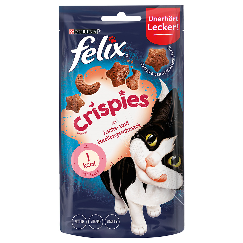 foto del prodotto felix crispies snack per gatto - set 3 x 45 g salmone trota