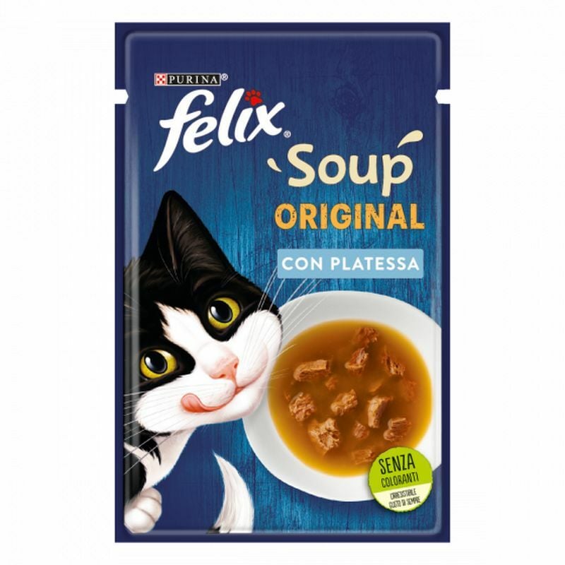 foto del prodotto felix gatto soup in busta 48gr con platessa