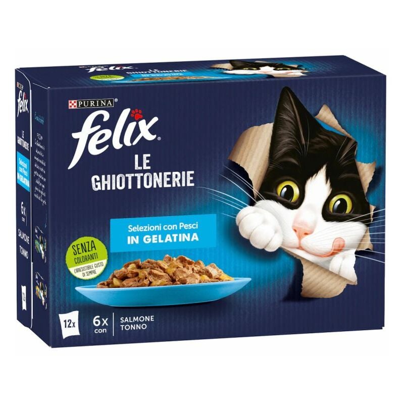 foto del prodotto felix ghiottonerie multipack in gelatina con salmone e tonno 12