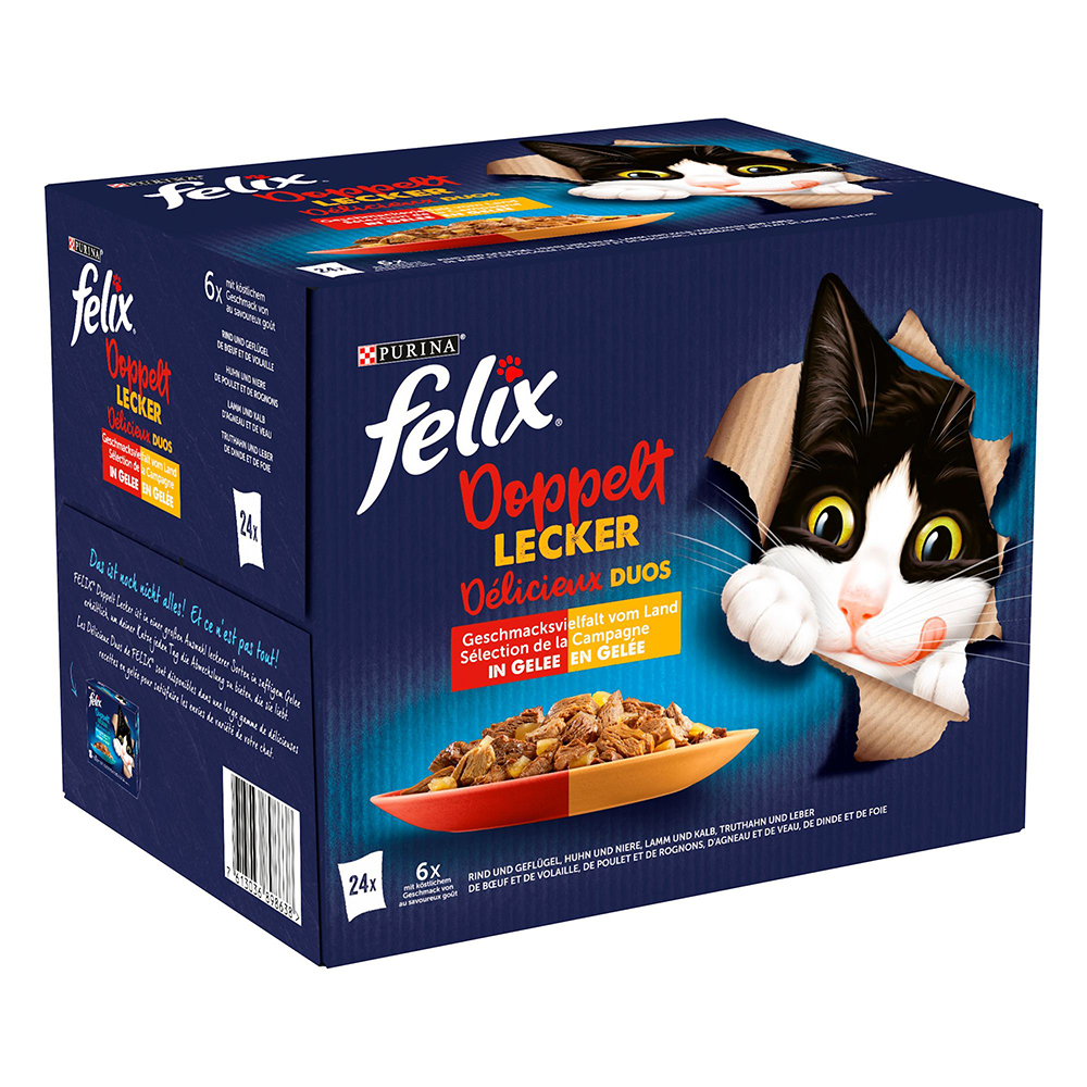 foto del prodotto felix le ghiottonerie doppia delizia 24 x 85 g umido gatto variet di carne