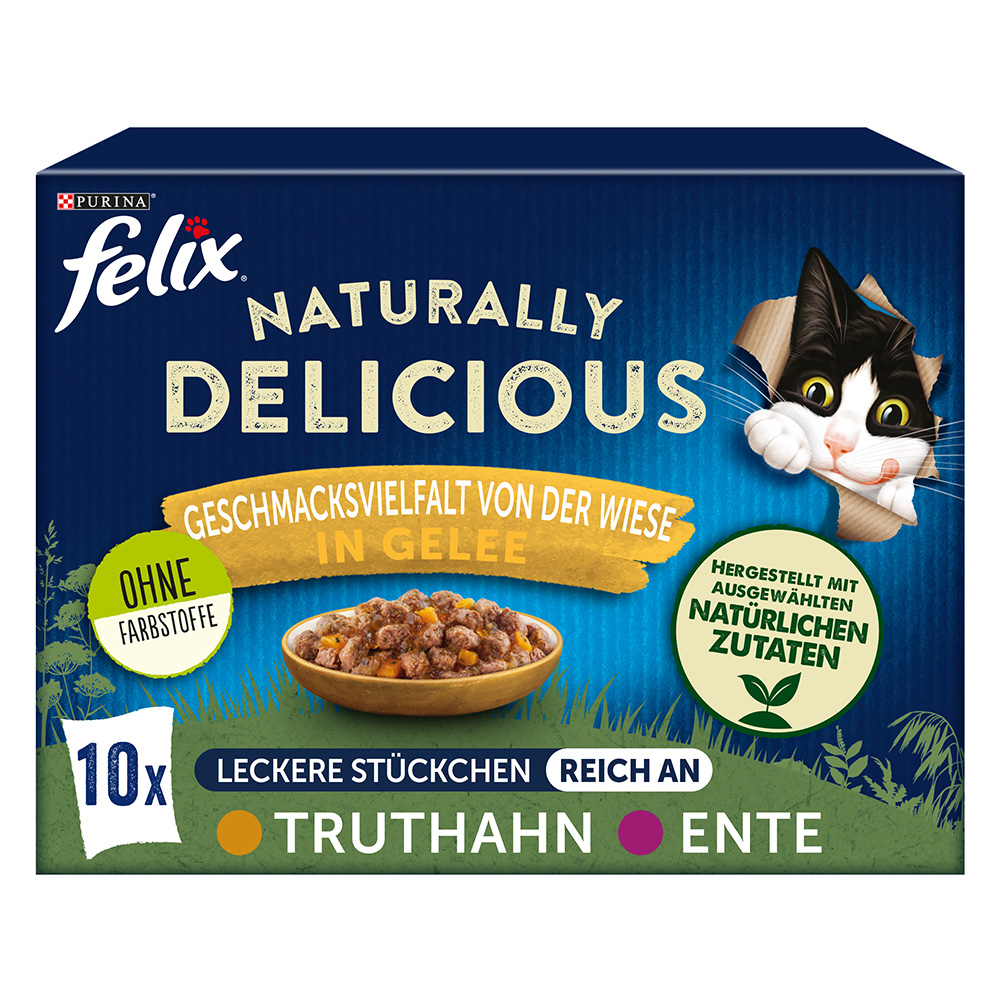 foto del prodotto felix naturally delicious 10 x 80 g alimento umido per gatti selezione di pollame in gelatina