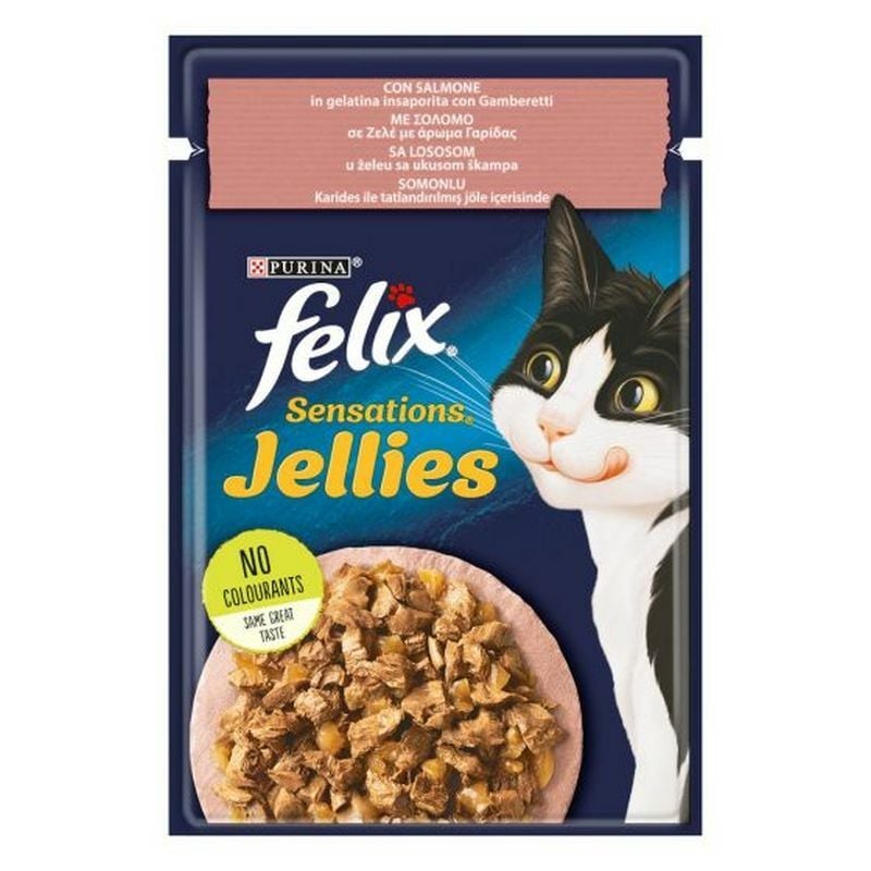 foto del prodotto felix sensations jellies 85gr salmone e gamberetti