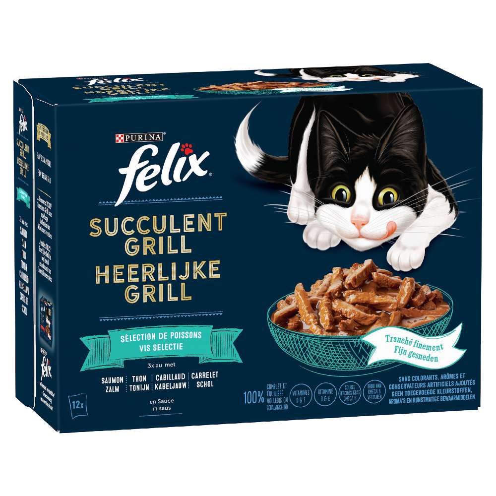foto del prodotto felix sfilaccetti rustici in buste 12 x 80 g ocean selection salmone, tonno, merluzzo, platessa 