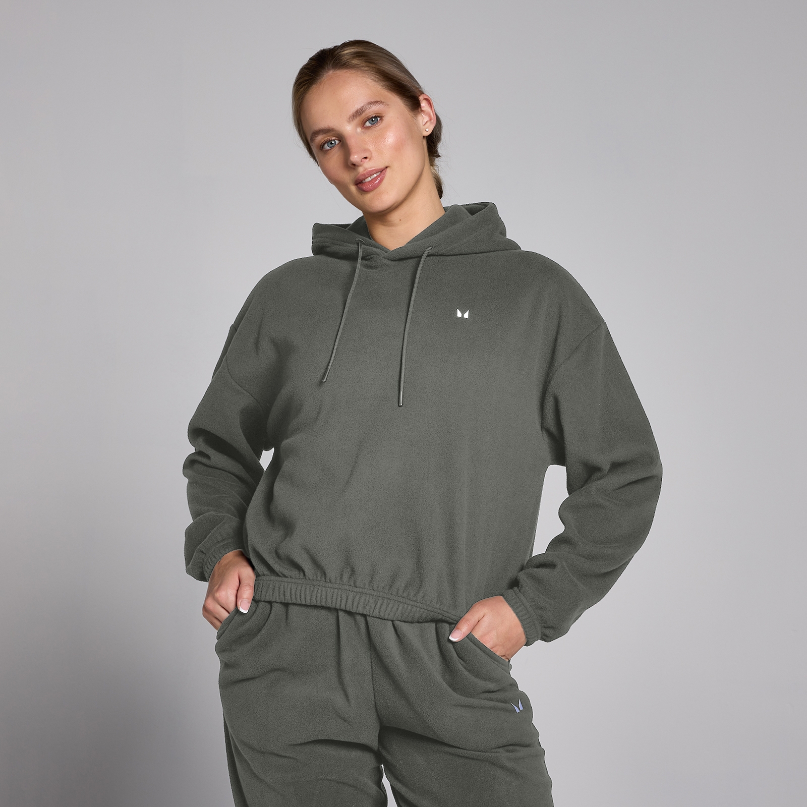 foto del prodotto felpa con cappuccio in pile mp da donna grigio canna di fucile m