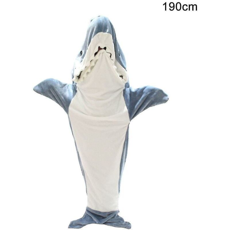 foto del prodotto felpa con cappuccio shark blanket per adulti tutina shark per adulti coperta indossabile felpa con cappuccio shark blanket in flanella super