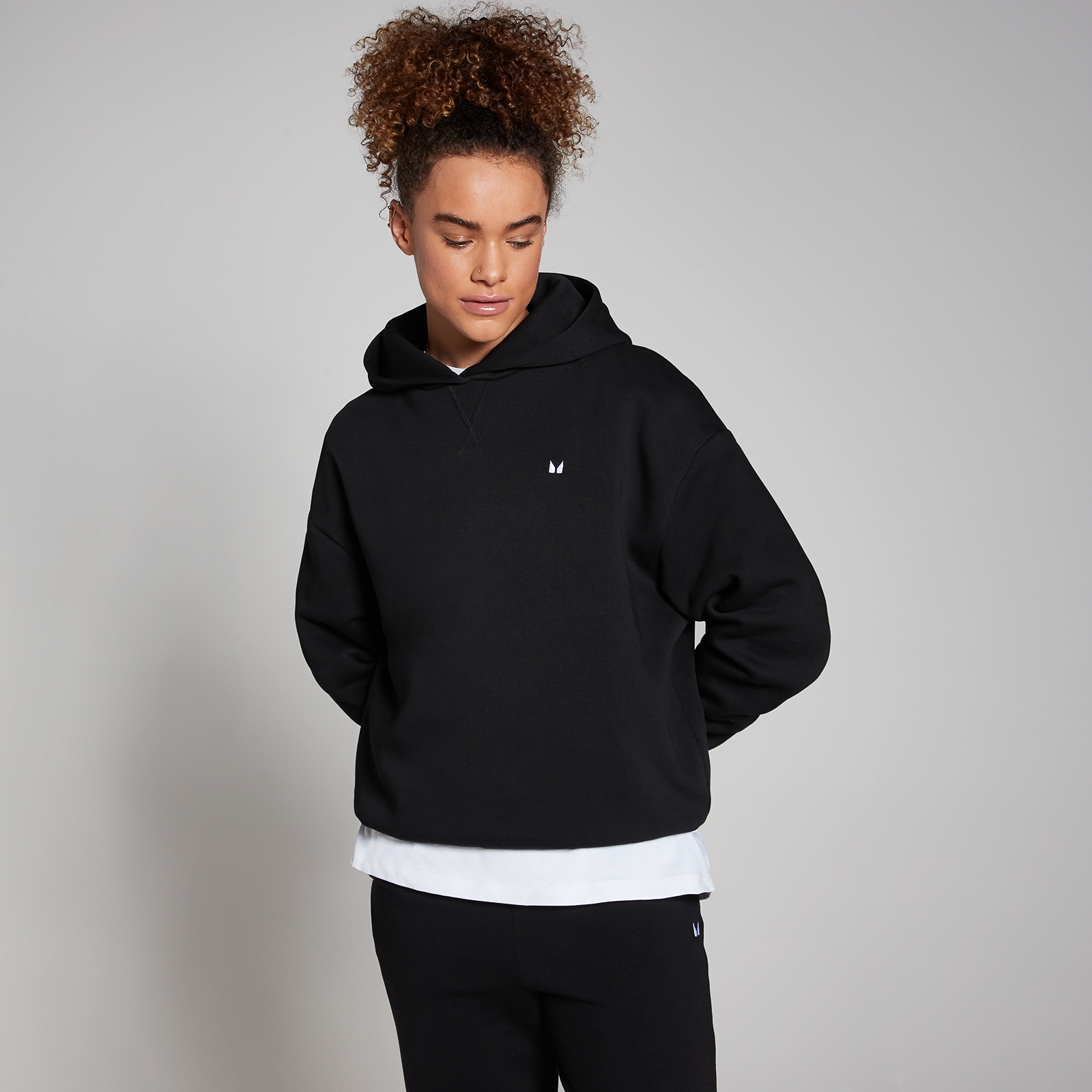 foto del prodotto felpa con cappuccio vestibilit oversize mp basics da donna nera s