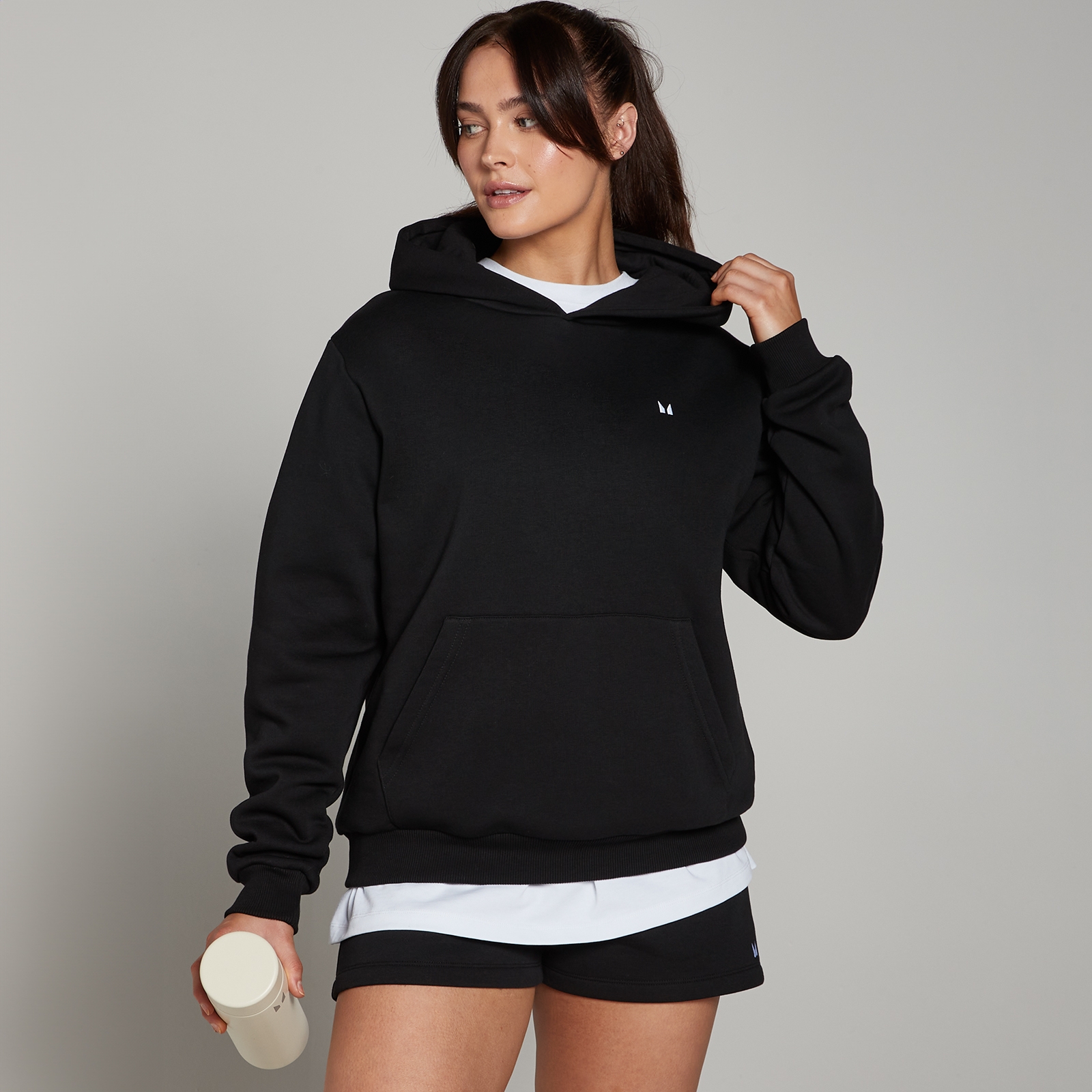 foto del prodotto felpa con cappuccio vestibilit regolare mp basics da donna nera xxs