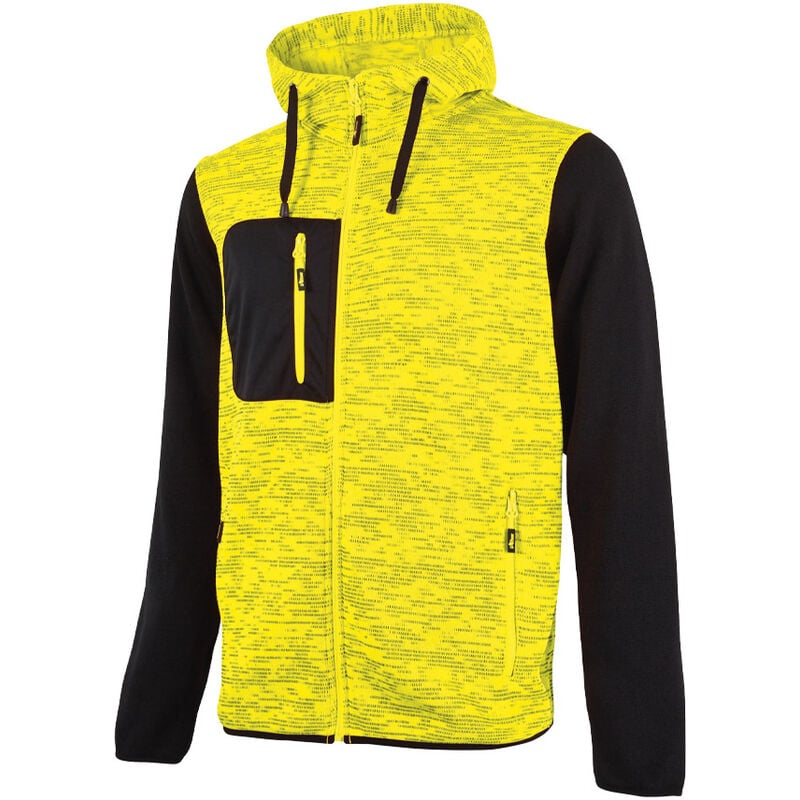foto del prodotto felpa full zip con cappuccio enjoy rainbow giallo fluo u power taglia xxl