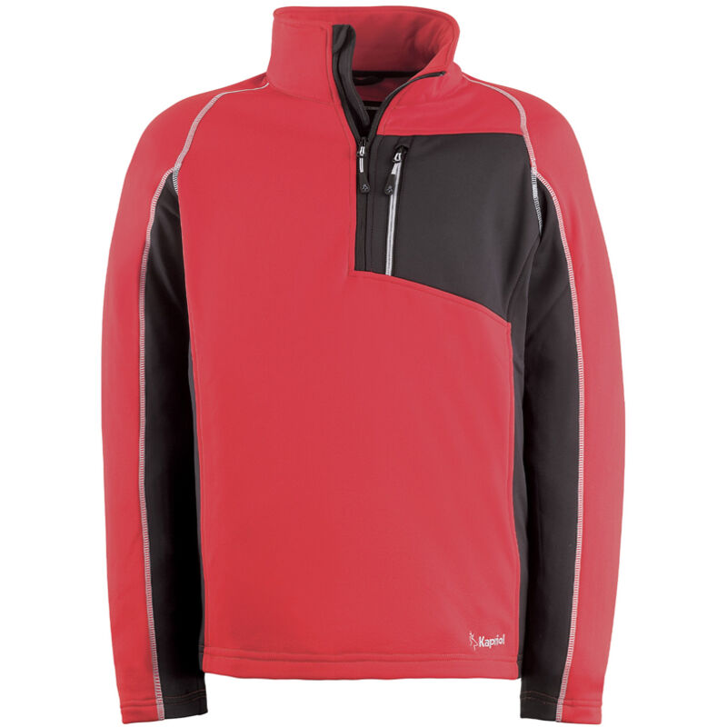 foto del prodotto felpa maglia uomo in pile tech da lavoro con mezza zip rossa tg. l kapriol l 