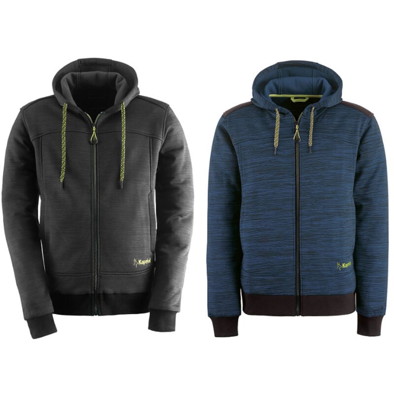foto del prodotto felpa uomo da lavoro slick zip cappuccio regolabile blu avio nero m xxl kapriol, nero l
