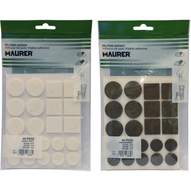 foto del prodotto feltrini adesivi colore bianco misure assortite maurer conf. 44 pz