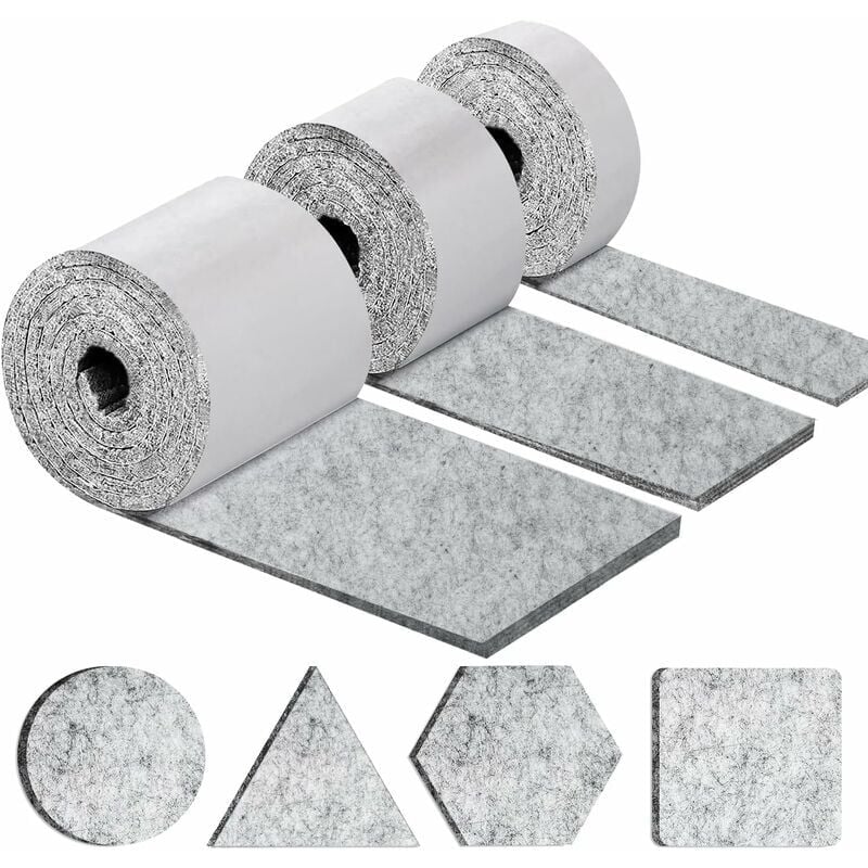 foto del prodotto feltrini autoadesivi scivoli per sedie per mobili 3 rotoli 100 10 cm 100 5 cm 100 2 cm cuscinetto per sedia spessore 4 mm