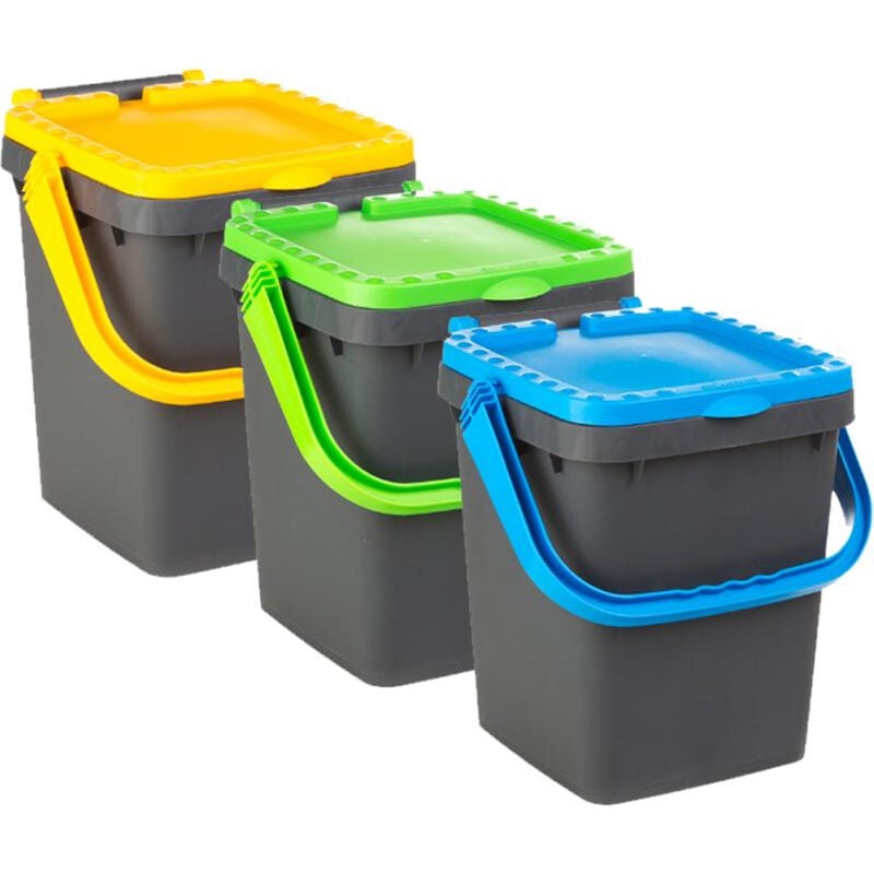 foto del prodotto fer pattumiere ecoplast set 3 da 35l ec35 sostenibili per raccolta dif enziata