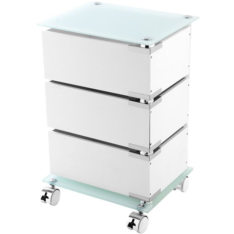 foto del prodotto feridras carrello bagno trasportabile in acciaio cromato con 3 cassetti girevoli