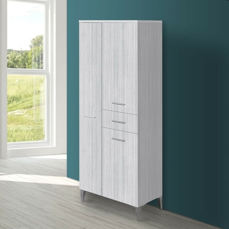foto del prodotto feridras colonna bagno d appoggio 60x150 cm grigio con ante e cassetto desya