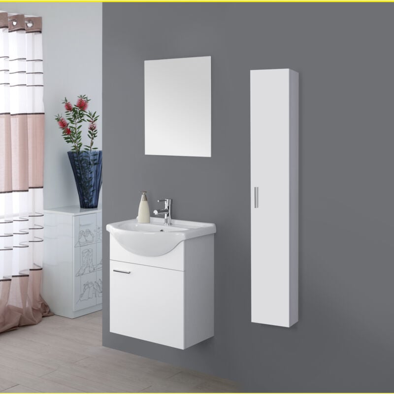 foto del prodotto feridras - composizione bagno sospesa 1 anta mod. stella cm 56 - colore bianco