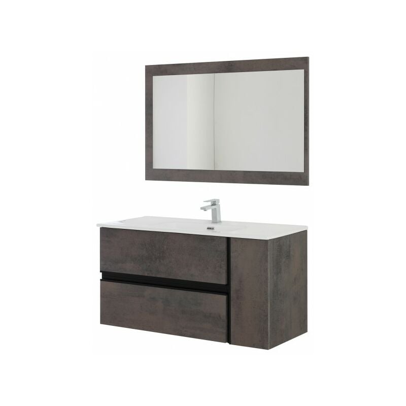 foto del prodotto feridras composizione bagno sospeso ossido grigio mobile lavabo specchio oxid