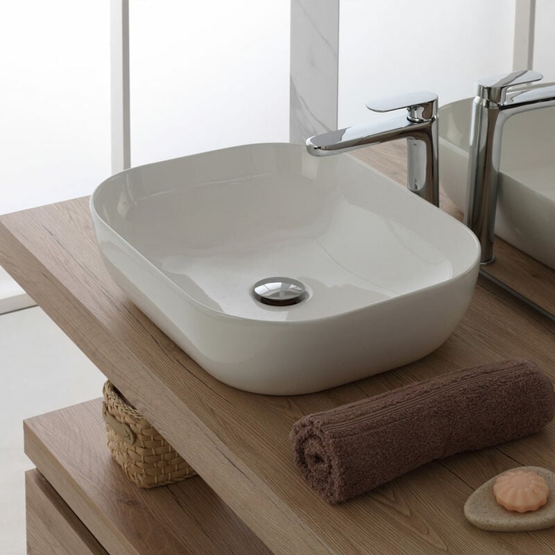 foto del prodotto feridras lavabo da appoggio bagno rettangolare in ceramica lavandino ciotola