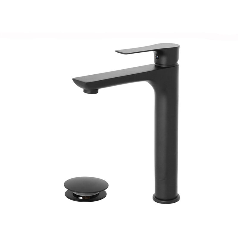 foto del prodotto feridras miscelatore monocomando rubinetto lavabo alto nero opaco serie flat