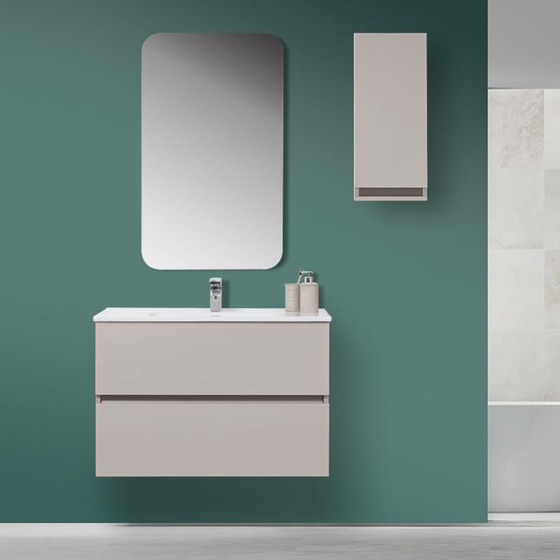 foto del prodotto feridras mobile bagno sospeso tortora pastello 90x47 arredo moderno con specchio