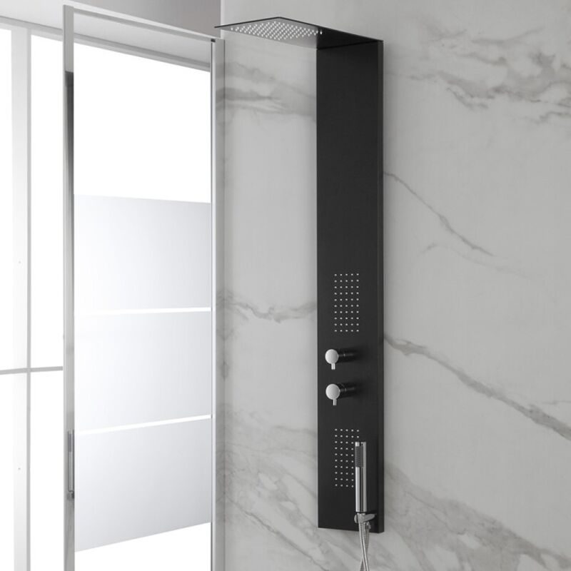 foto del prodotto feridras - pannello doccia acciaio inox nero opaco con quattro funzioni top slim