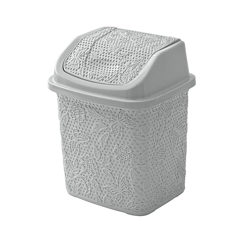 foto del prodotto feridras pattumiera bagno in plastica grigia capienza 5,5 lt con coperchio basculante