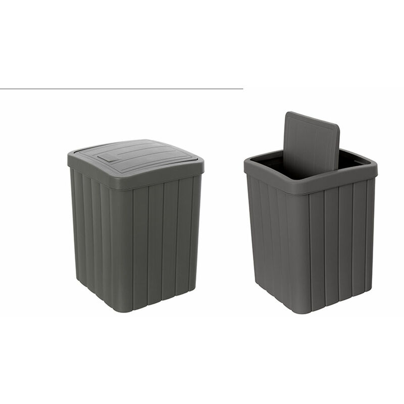 foto del prodotto feridras pattumiera con coperchio basculante da bagno moderno woody colore antracite