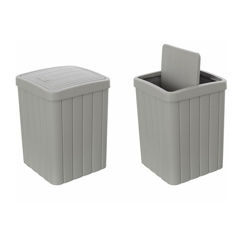 foto del prodotto feridras pattumiera con coperchio basculante da bagno moderno woody colore grigio