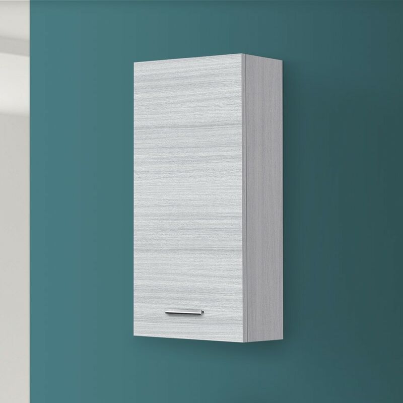 foto del prodotto feridras pensile bagno sospeso 35 cm grigio con ripiano regolabile desya