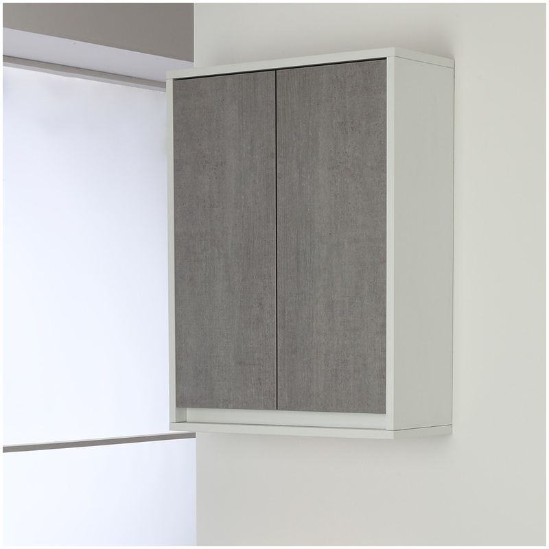 foto del prodotto feridras pensile salvaspazio grigio da bagno 2 ante 60 cm struttura bianco opaco