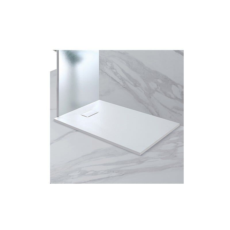 foto del prodotto feridras piatto doccia 100x80cm bianco in resina e fibre di vetro grigio