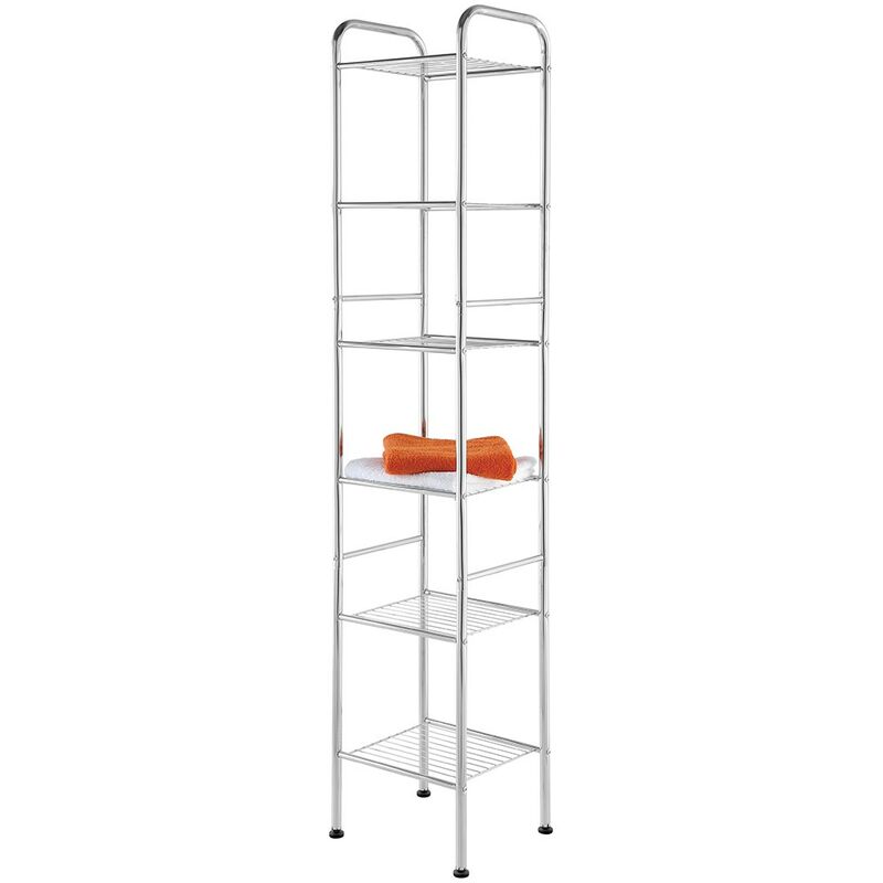 foto del prodotto feridras scaffale portaoggetti a 6 ripiani h 170 cm design moderno in acciaio cromo
