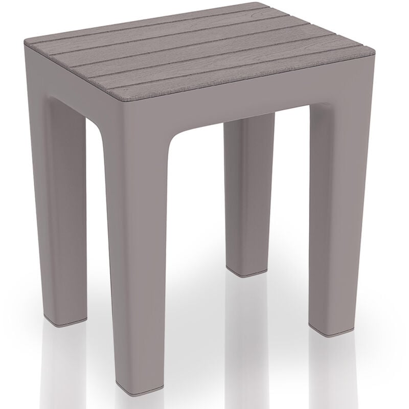 foto del prodotto feridras - sgabello bagno woody multiuso effetto legno l38xp29xh41,5cm vari colori in pp, 'tortora'