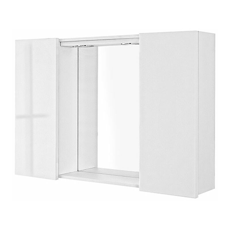 foto del prodotto feridras specchiera da bagno 2 ante con faretti led stella colore bianco lucido
