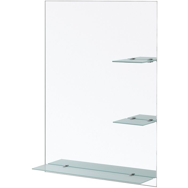 foto del prodotto feridras specchio bagno 60x80 cm a filo lucido con mensole in vetro satinato
