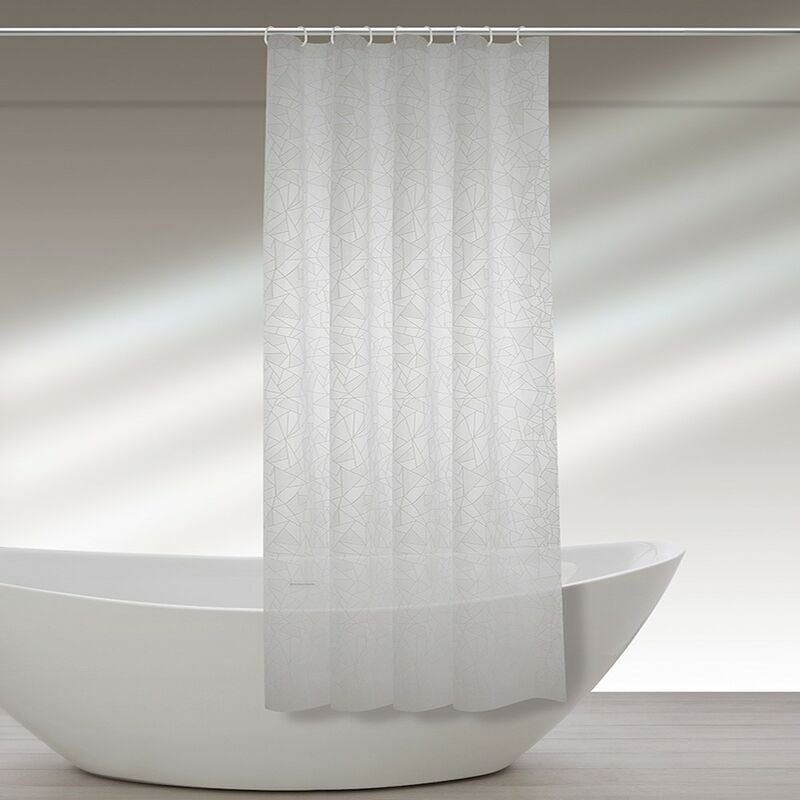 foto del prodotto feridras tenda doccia da bagno con ganci bianca design geometrico in peva formato 180 x 200 cm