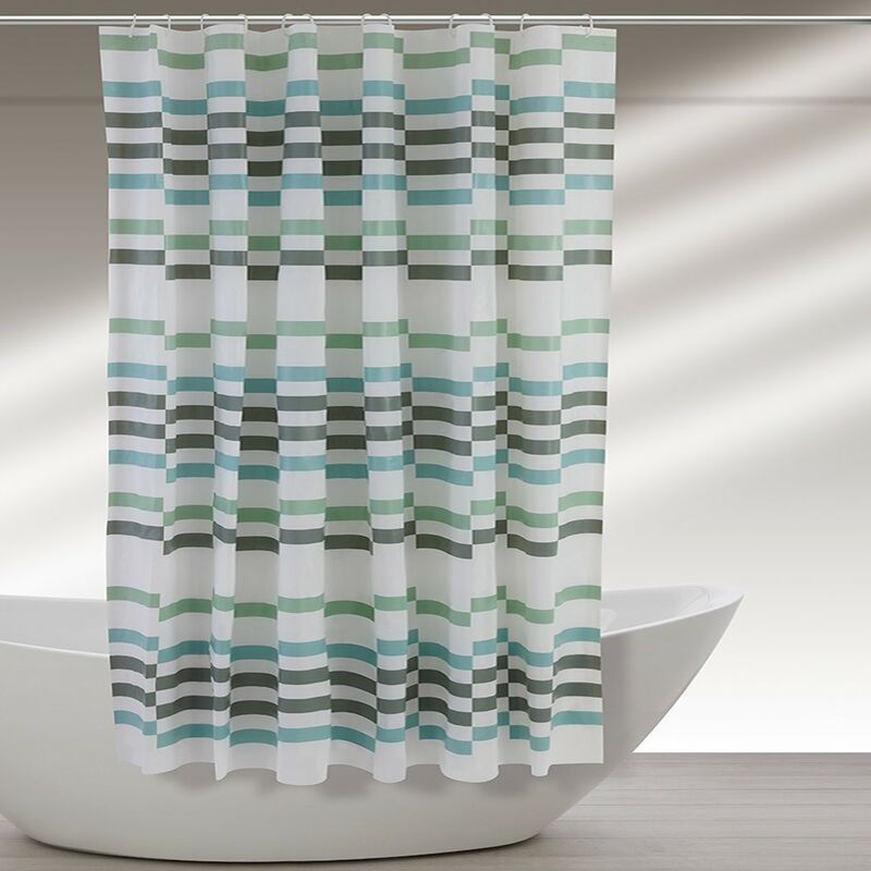 foto del prodotto feridras tenda per doccia in vinile 180 x 200h cm a scacchi azzurra con ganci