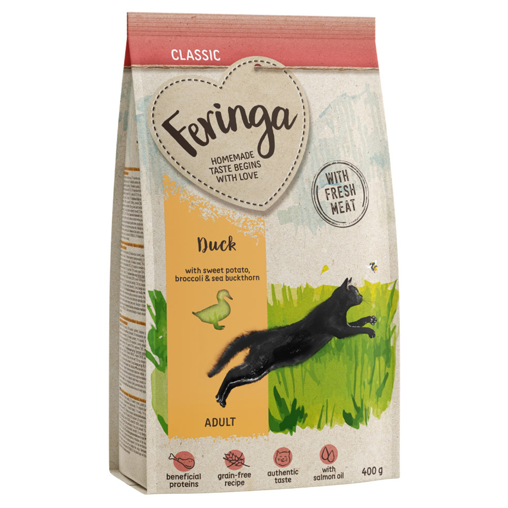 foto del prodotto feringa adult classic anatra crocchette per gatto 400 g