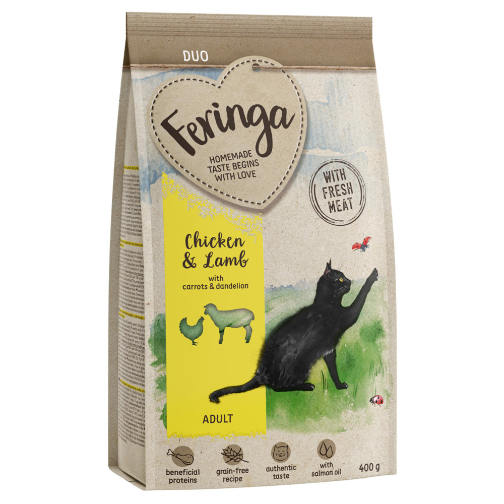 foto del prodotto feringa adult duo pollo con agnello crocchette per gatto 400 g