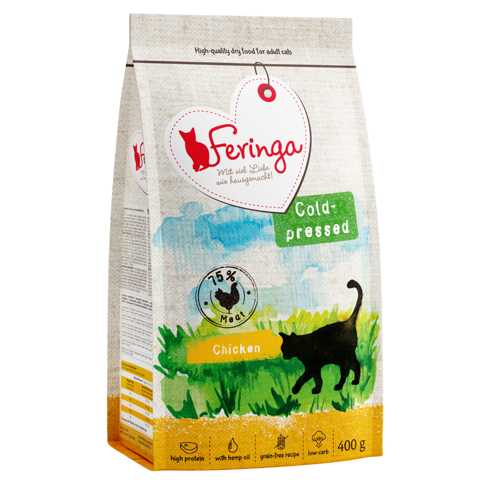 foto del prodotto feringa adult pressato a freddo pollo crocchette per gatto 400 g