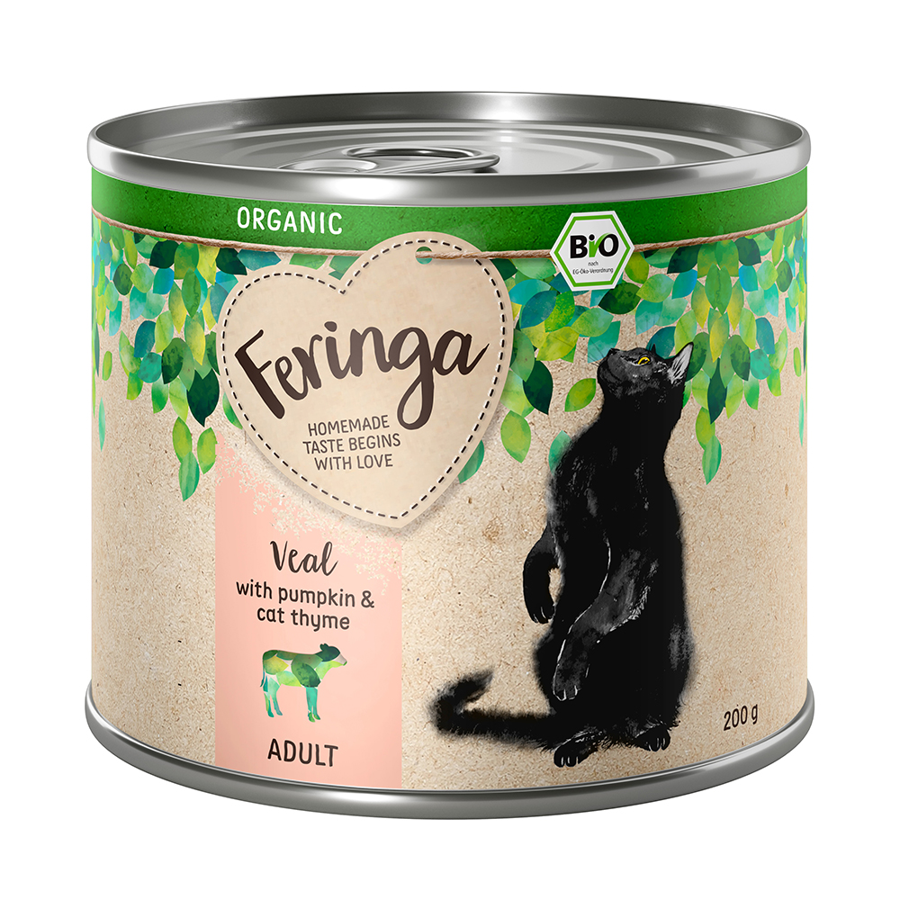 foto del prodotto feringa bio men 6 x 200 g umido per gatti vitello bio con zucca bio e camedrio maro bio