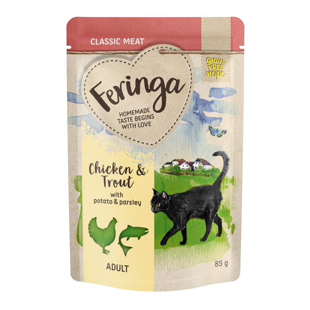 foto del prodotto feringa classic meat men busta 12 x 85 g umido per gatto pollo trota con patate e prezzemolo