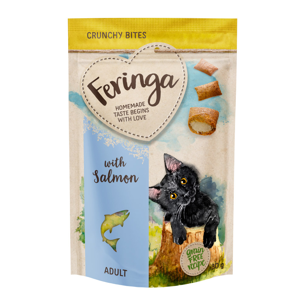 foto del prodotto feringa crunchy bites salmone snack per gatti 30 g