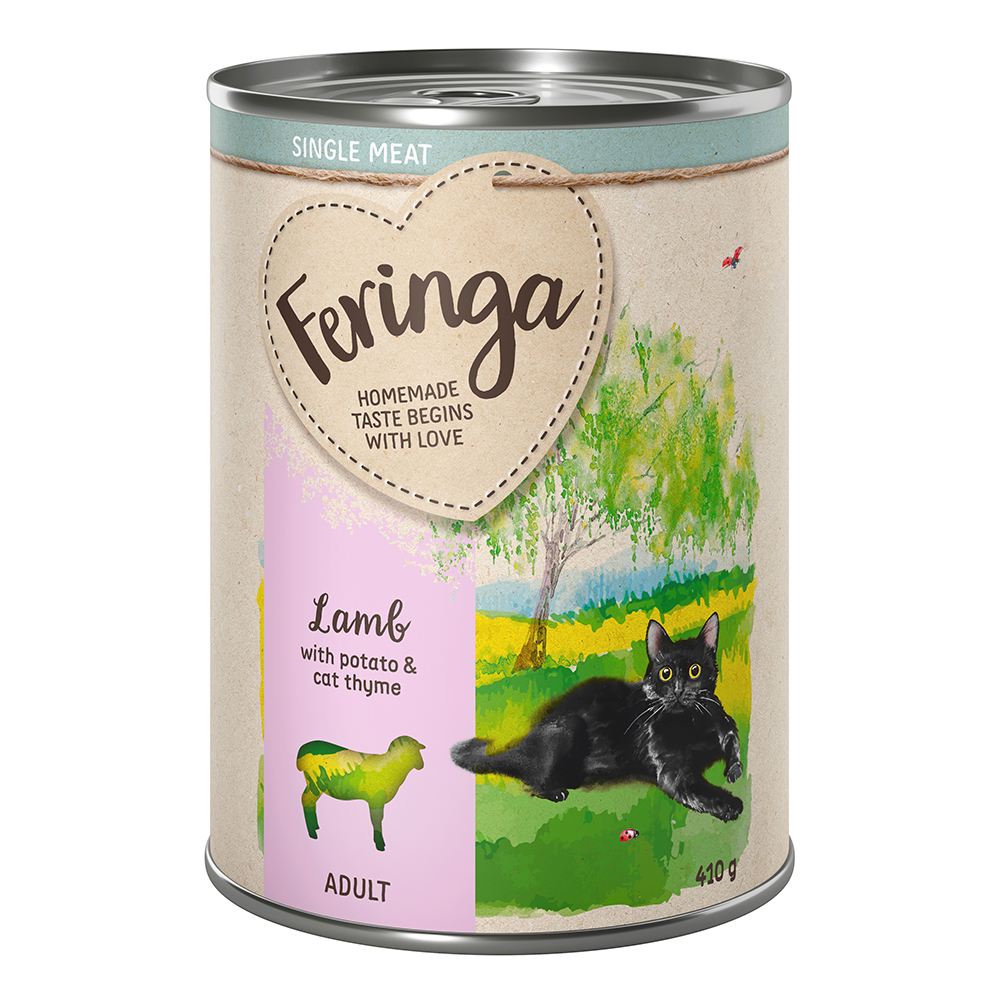 foto del prodotto feringa single meat men 6 x 410 g umido per gatti agnello con patate e camedrio maro