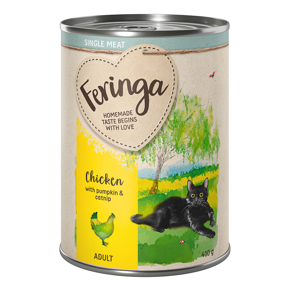 foto del prodotto feringa single meat men 6 x 410 g umido per gatti pollo con zucca ed erba gatta