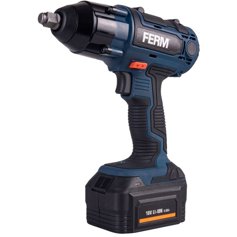 foto del prodotto ferm avvitatore a percussione a batteria 18v 380nm. include 1 batteria agli ioni di litio. 4.0 ah, caricabatterie, 1 supporto per chiave a
