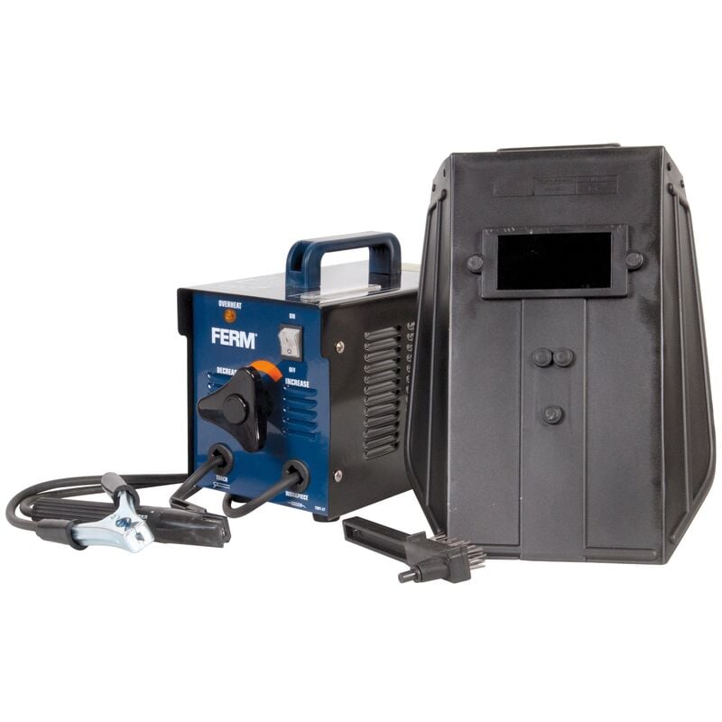 foto del prodotto ferm saldatrice ad arco. capacit di saldatura 40 100 a. raffreddamento con ventola. raffreddata include regolazione di amperaggio, maschera di