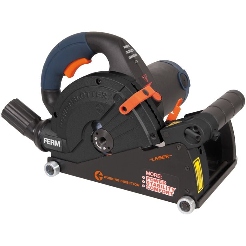 foto del prodotto ferm scanalatore 1600w 150mm. dotato di laser. include 2 lame diamantate 150 mm e adattatore aspirapolvere