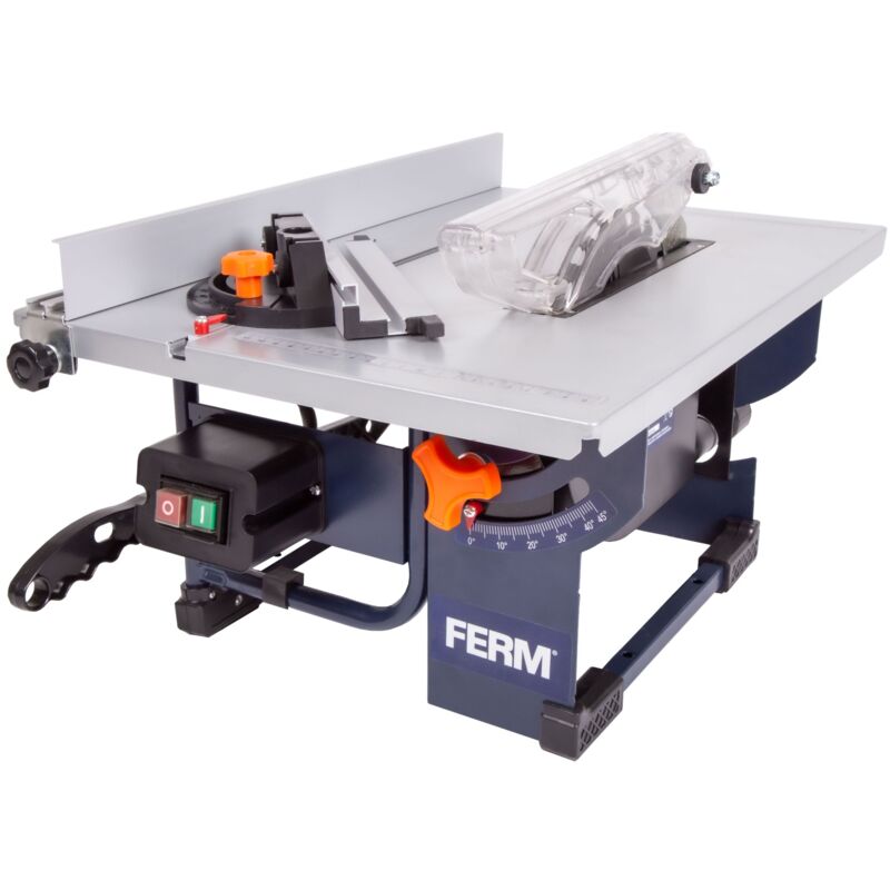 foto del prodotto ferm sega da tavolo 800w. include lama per sega 200 mm 24 denti, guida parallela, chiave inglese e collegamento aspirapolvere